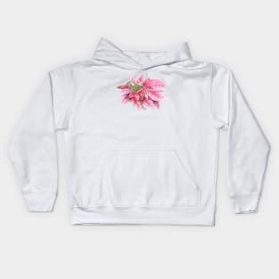 Christmas Poinsettia. Watercolor painting Kids Hoodie